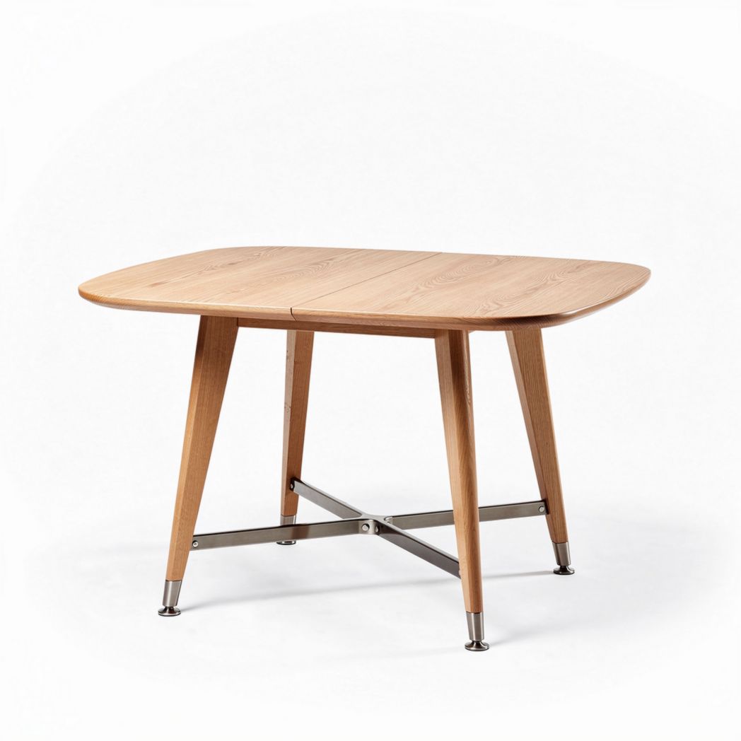 Tavolo quadrato in legno naturale con gambe in metallo 120 x 80 x 75cm