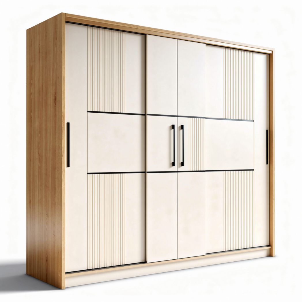 Armadio scorrevole in legno con finitura bianca e dimensioni 180 x 50 x 120cm