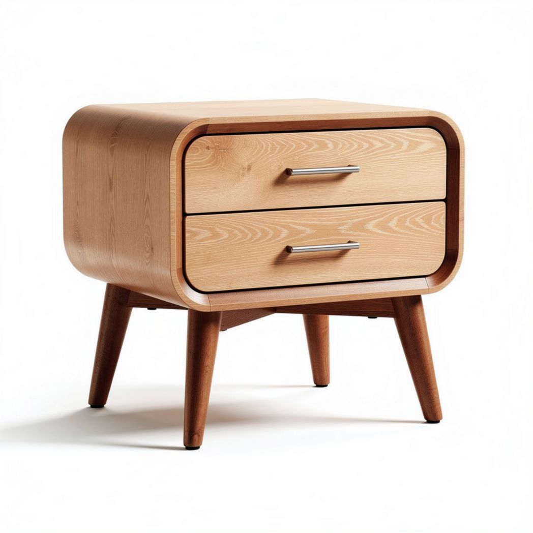 Comodino in legno di faggio con due cassetti dimensioni 50 x 40 x 40cm