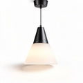 Lampadario moderno in metallo nero e vetro bianco 25 x 25 x 30 cm
