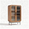 Armadio in legno con ante in vetro e ripiani regolabili 80 x 40 x 160cm