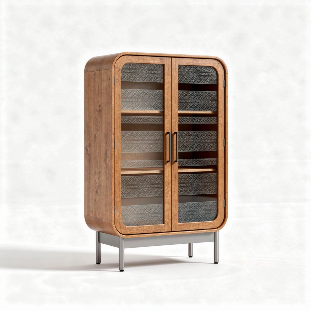 Armadio in legno con ante in vetro e ripiani regolabili 80 x 40 x 160cm