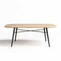 Tavolo moderno in legno chiaro con gambe in metallo nero 150 x 80 x 75cm