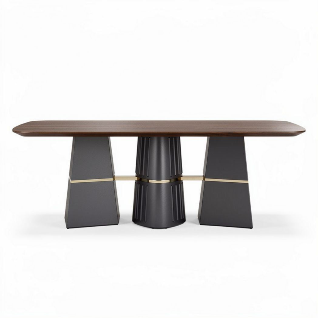 Tavolo ovale in legno nero con base cilindrica dimensioni 200 x 100 x 75cm
