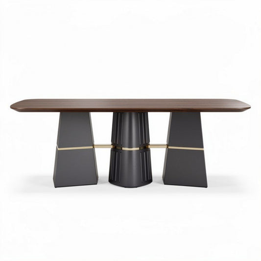 Tavolo ovale in legno nero con base cilindrica dimensioni 200 x 100 x 75cm