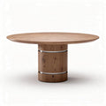 Tavolo rotondo in legno scuro con base a cono diametro 100cm altezza 75cm