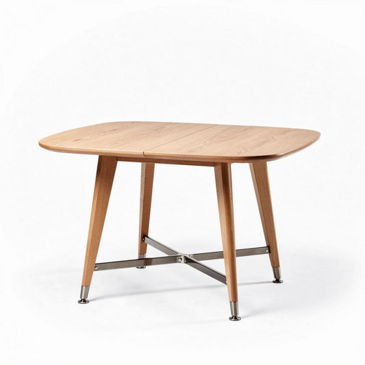 Tavolo quadrato in legno naturale con gambe in metallo 120 x 80 x 75cm