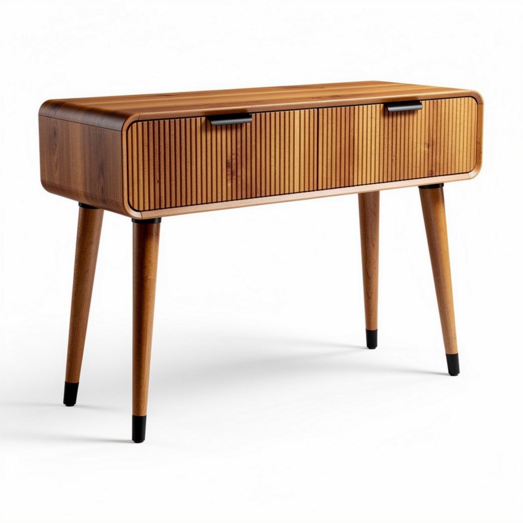 Mobiletto in legno di bambù con finitura naturale e dimensioni 120 x 45 x 75cm