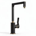 Robinetto da cucina in ottone nero con finitura dorata altezza 30cm