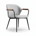 Poltrona con braccioli in tessuto grigio e struttura in metallo nero 60 x 60 x 80cm